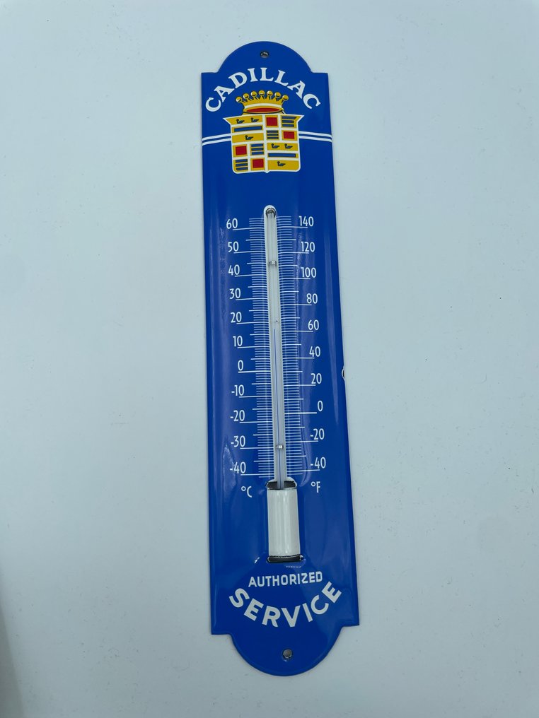 凯迪拉克标志授权服务温度计 30 x 7 厘米 - 珐琅标志 - 搪瓷 #1.0