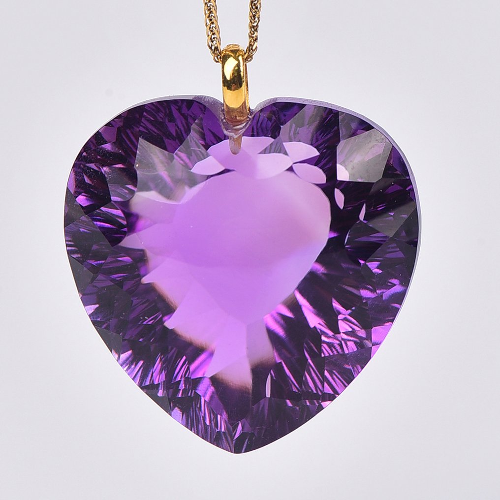 Sans prix de réserve - Collier avec pendentif - 18 carats Or jaune Améthyste - ALGT certifié #1.0