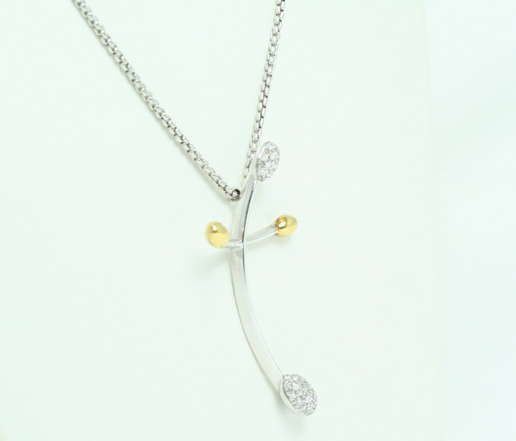 Fope - 项链 - Cross - 18K包金 白金, 黄金 钻石 (天然)  - 十字架项链 #3.2