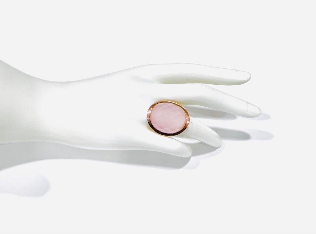 Zonder minimumprijs - Ring Zilver - Roze kwarts #4.3