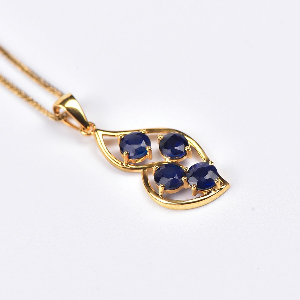 没有保留价 - 吊坠项链 - 18K包金 黄金 - Sapphire - 认证 #3.2