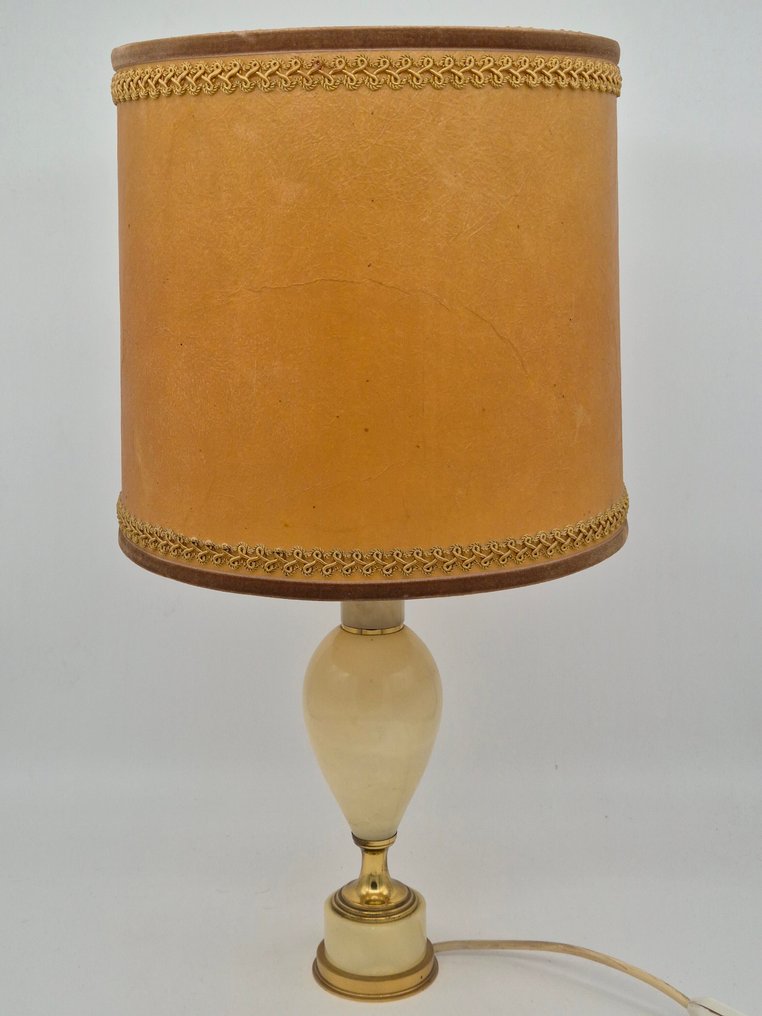 Tischlampe – Alabasterfuß mit Messingakzenten und Originalschirm - Table lamp - Alabaster #2.1