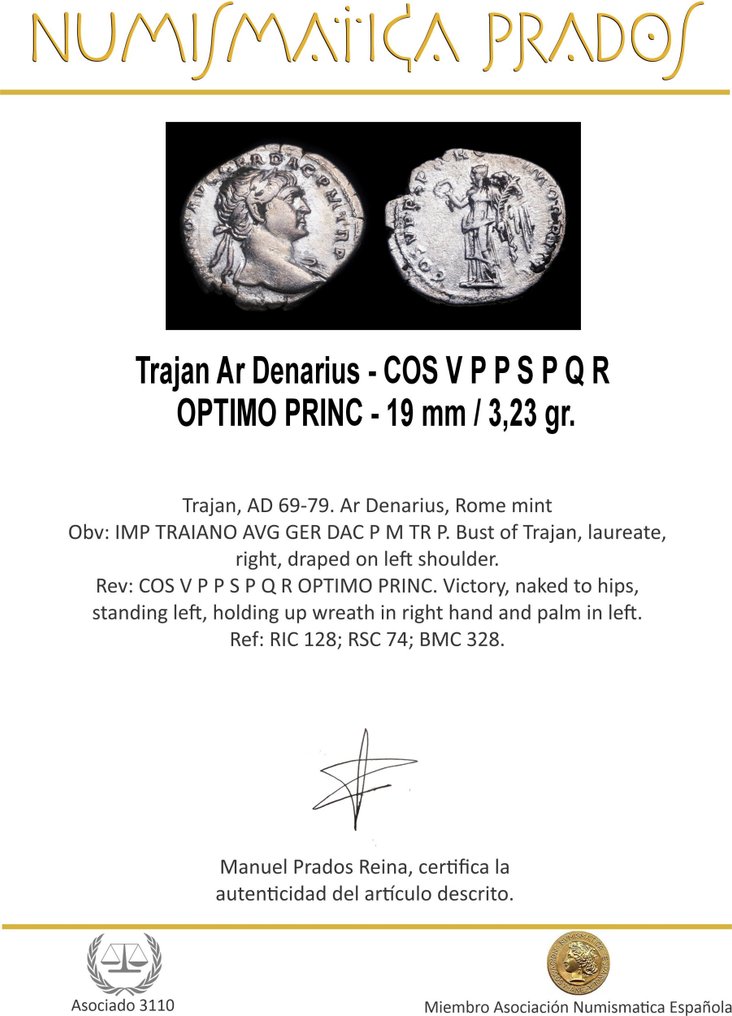 羅馬帝國. 圖拉真 (AD 98-117). Denarius  (沒有保留價) #1.0
