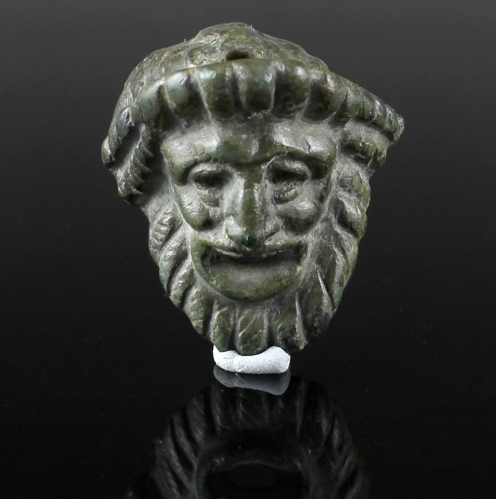 古羅馬 青銅色 戏剧面具头部贴片 #1.0