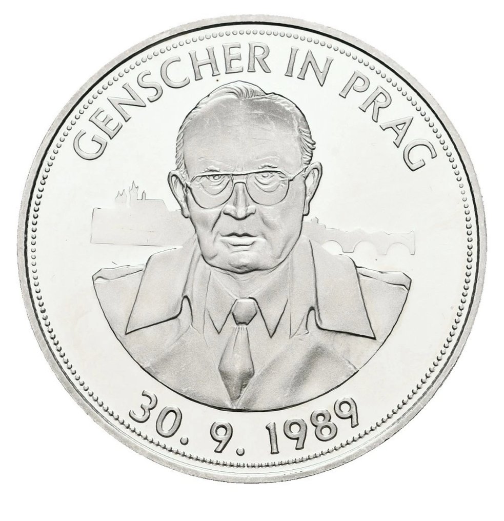 Duitsland. Silver medal BRD Silbermedaille 1993 Genscher in Prag 1989 PP- 14,96g .999 (Zonder minimumprijs) #1.0