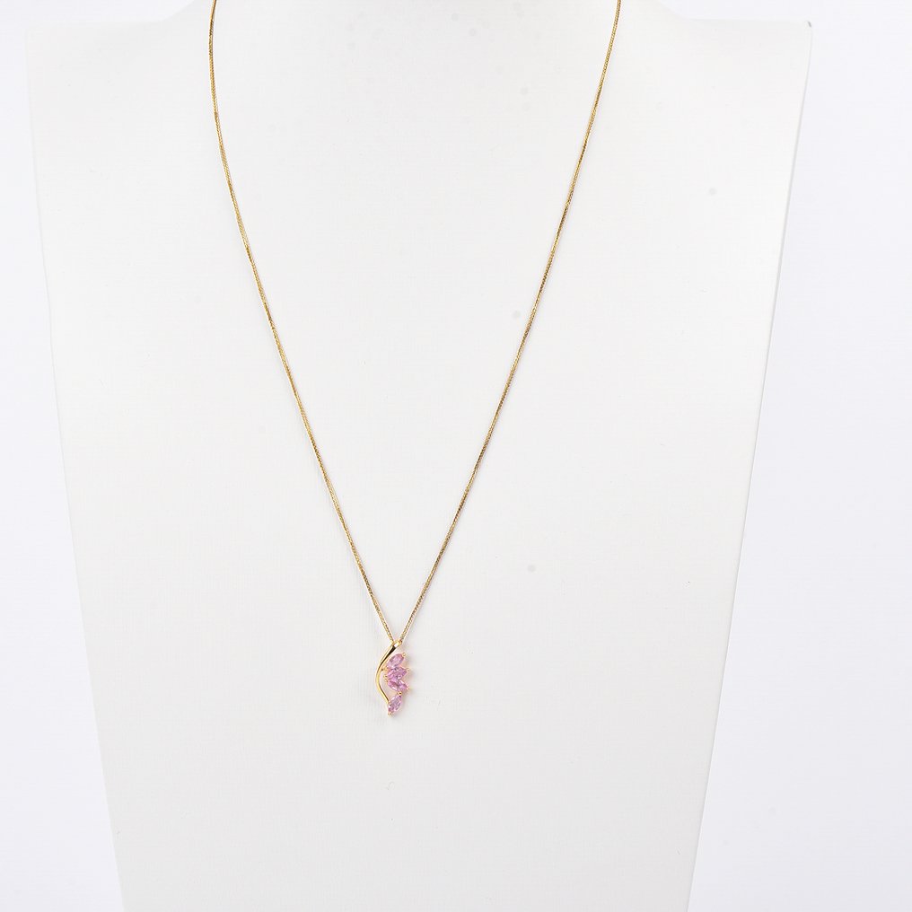 χωρίς τιμή ασφαλείας - Κολιέ με μενταγιόν - 18 καράτια Κίτρινο χρυσό - Sapphire - Πιστοποιημένο #1.0