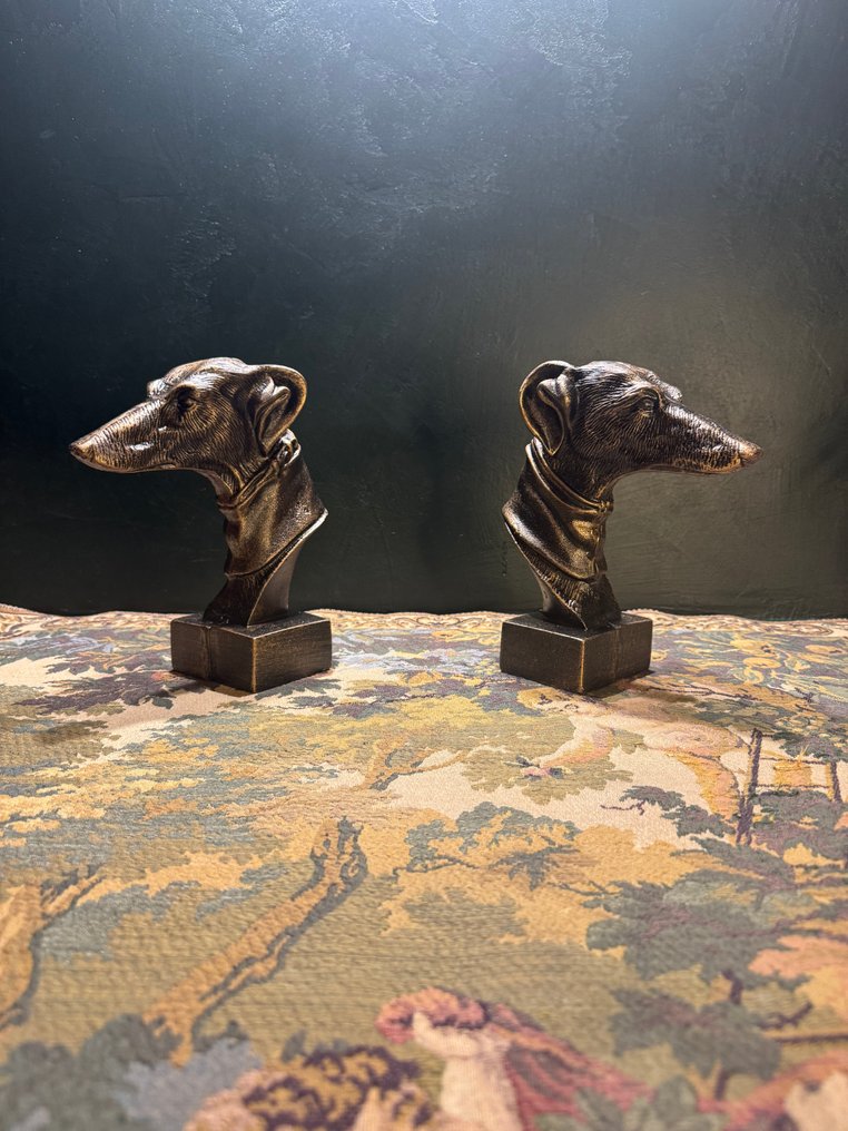 Bust, 2 windhonden - 22.5 cm - Fontă #1.0