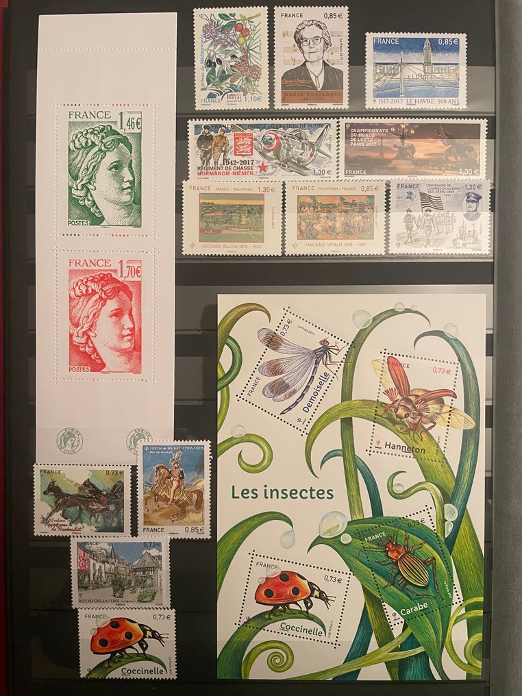 法国 - 2017年** Gandon的Sabine块 + 可变组合的笔记本 + 块和薄页块 + 邮票 - Yvert #3.2