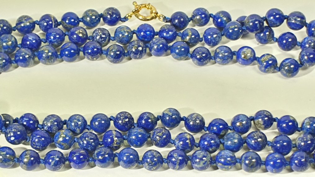 Λαπίθιζουλί φυσικό Αφγανιστάν - Πρώτης ποιότητας - Ασήμι 925 - Ειρήνη, ηρεμία και γαλήνη - - Κολιέ #3.2