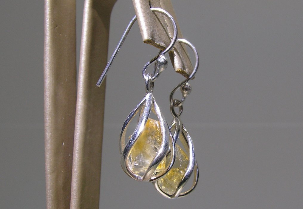 黃水晶 耳环 - 高度: 30 mm - 宽度: 9.8 mm- 3.49 g - (1) #2.1