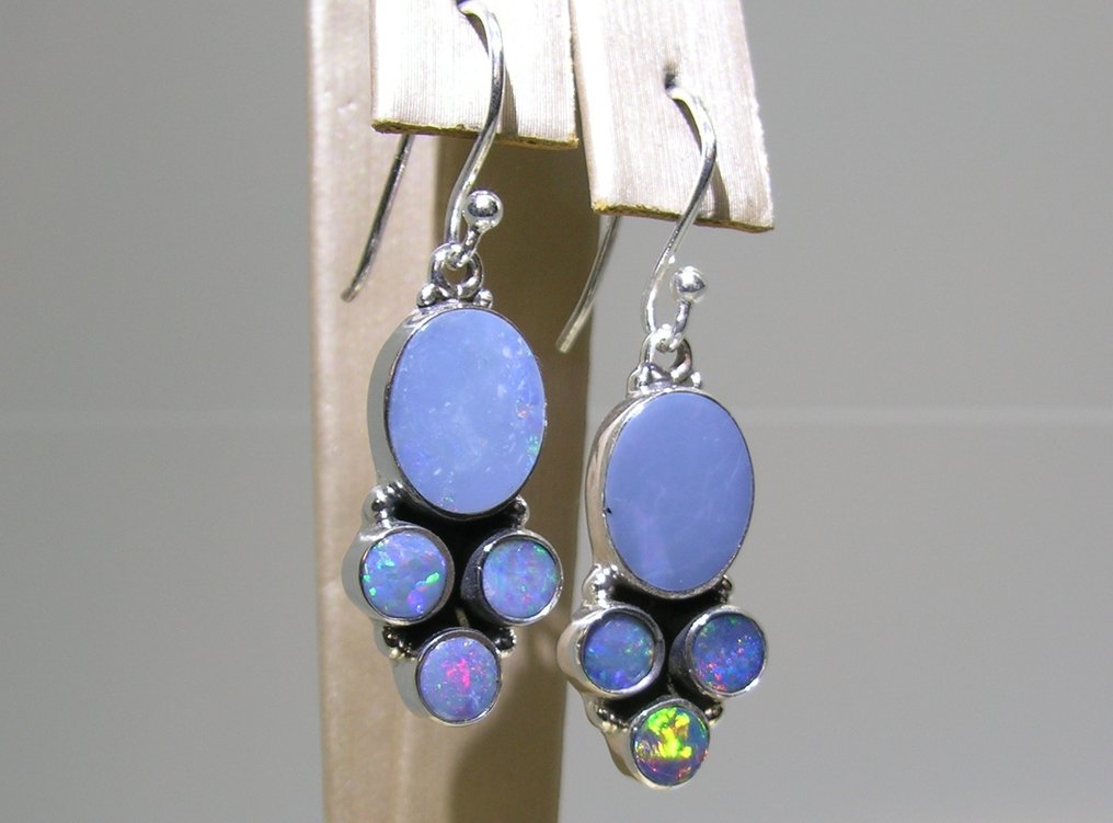 Opale Orecchini - Altezza: 35 mm - Larghezza: 11 mm- 4.84 g - (2) #1.0