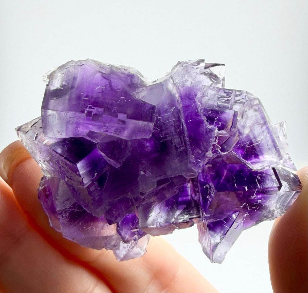 Wonderful Purple FLUORITE Cluster from Berbes, Asturias in Spain Crystal cluster - Height: 5.5 cm - Width: 4.1 cm- 54 g #1.0