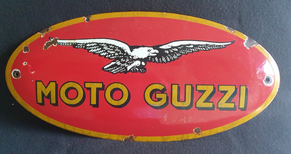 Moto Guzzi - 来自遗产的大型 Moto Guzzi 电子标签 - 珐琅标志 - 搪瓷, 钢 #1.0