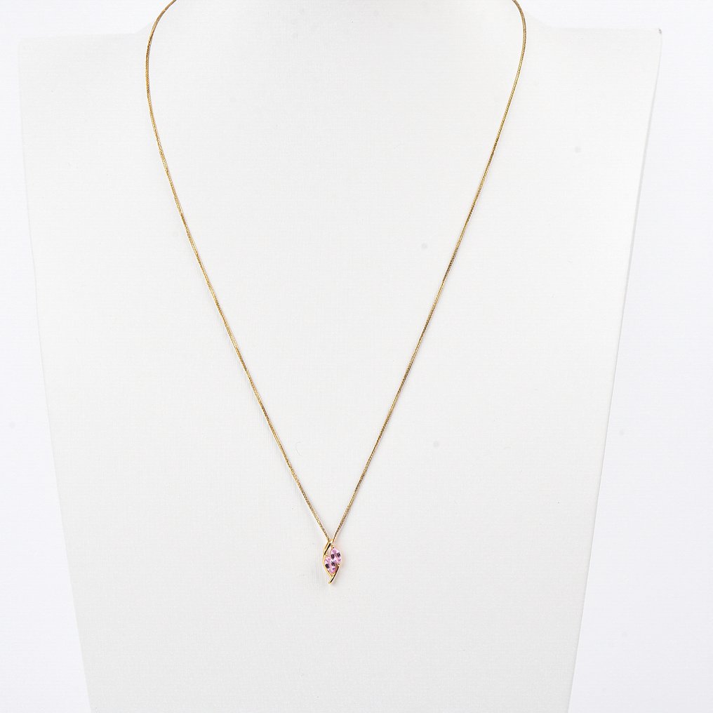 没有保留价 - 吊坠项链 - 18K包金 黄金 - Sapphire - 认证 #1.0