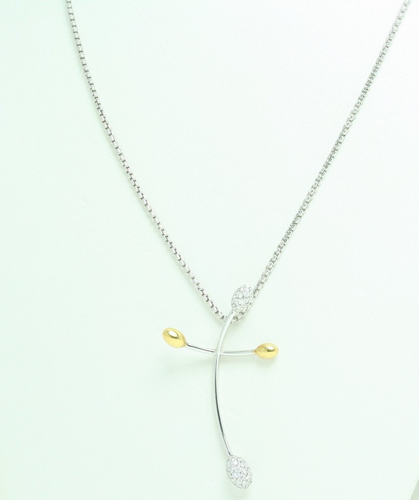 Fope - 项链 - Cross - 18K包金 白金, 黄金 钻石 (天然)  - 十字架项链 #2.1