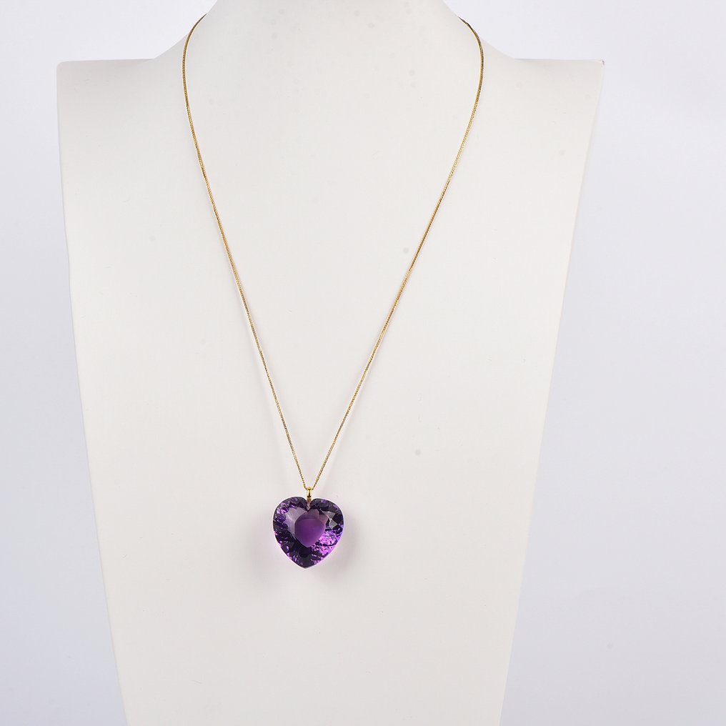 Sans prix de réserve - Collier avec pendentif - 18 carats Or jaune Améthyste - ALGT certifié #1.0