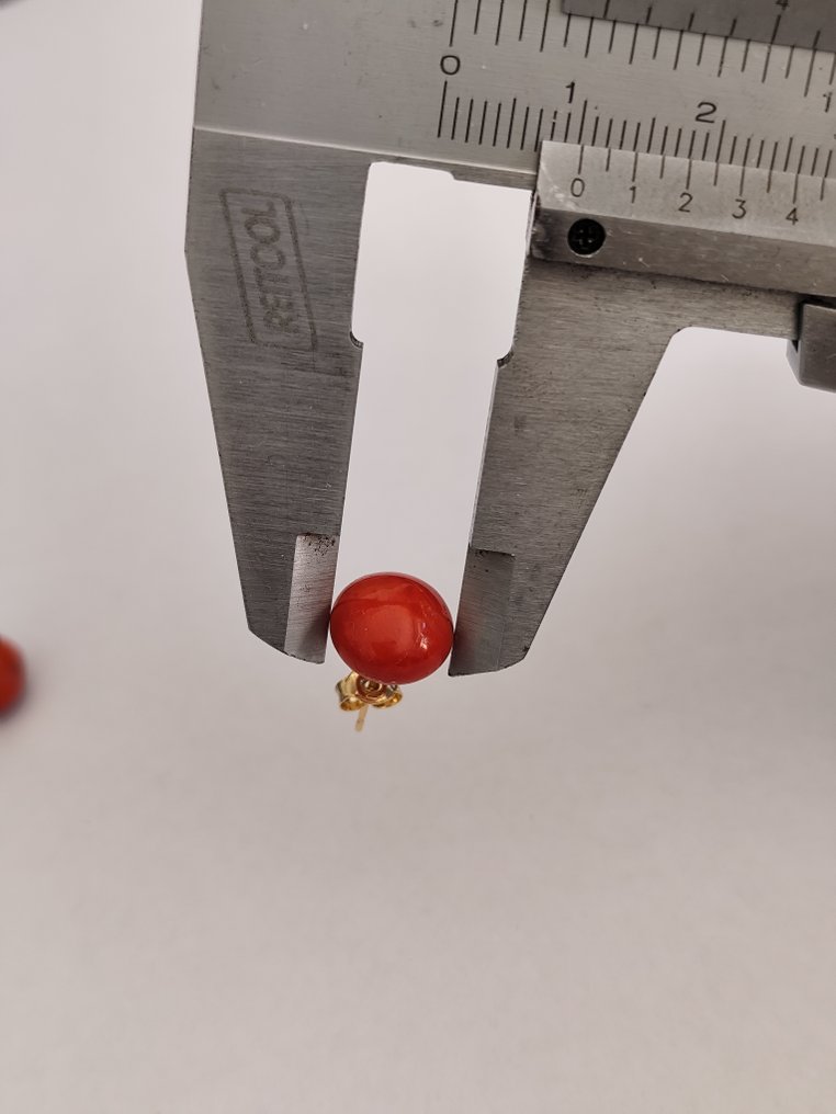 Sans prix de réserve - Boucles d'oreilles - 18 carats Or jaune Corail rouge #3.2