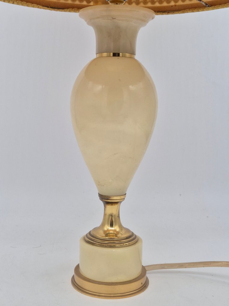 Tischlampe – Alabasterfuß mit Messingakzenten und Originalschirm - Table lamp - Alabaster #3.2