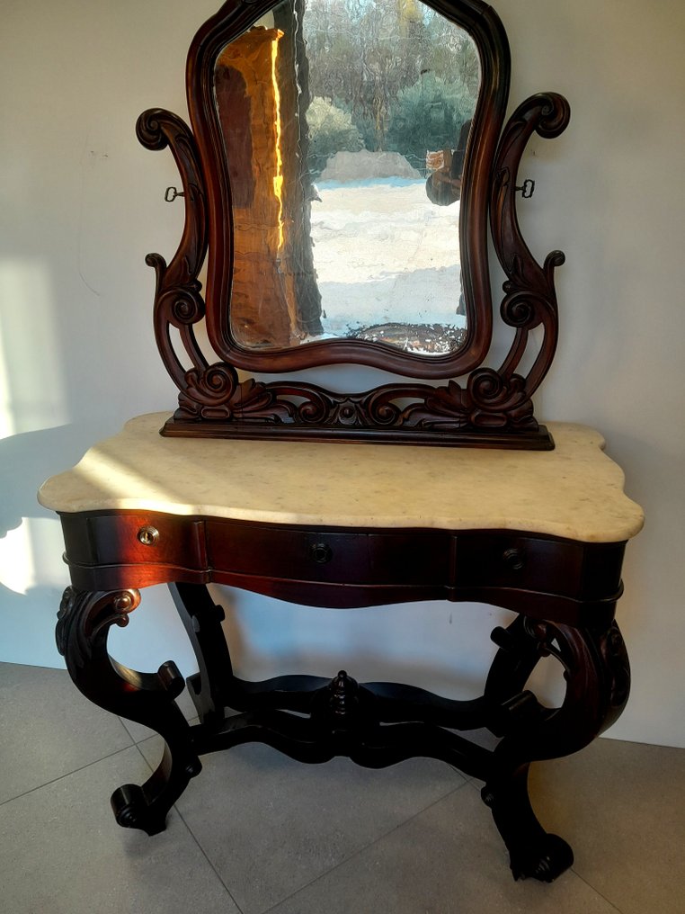 Masă de consolă - Nuc, Lemn, Burtă nuc - Toaletă Luigifilippo 800 #2.1