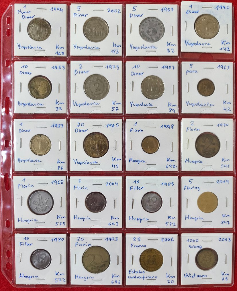 Maailman erä: 140 kolikkoa 44 maasta, plus 12 setelitä, UNC-laatua. Aika 1900-2000.. (Ei pohjahintaa) #3.2