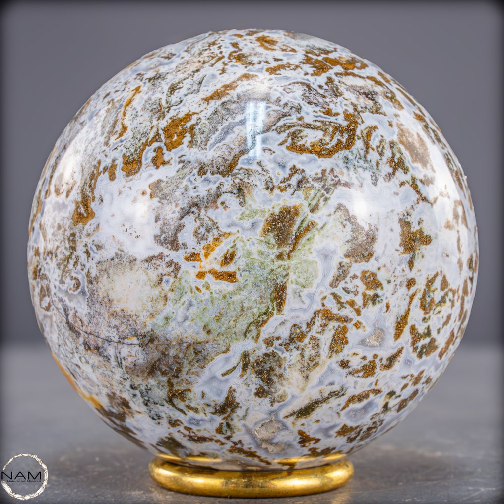 Natural agate sphere organic patterns in warm earth tones- 1034.15 g #4.3