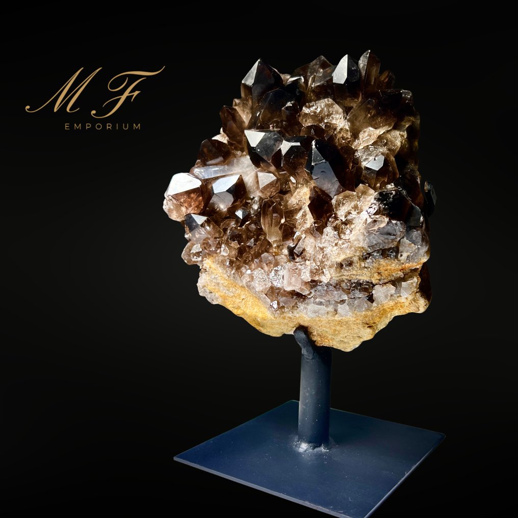 Premium - Καπνιστό χαλαζία με στήριγμα Δείγμα - Ύψος: 230 mm - Πλάτος: 170 mm- 3200 g - (1) #1.0