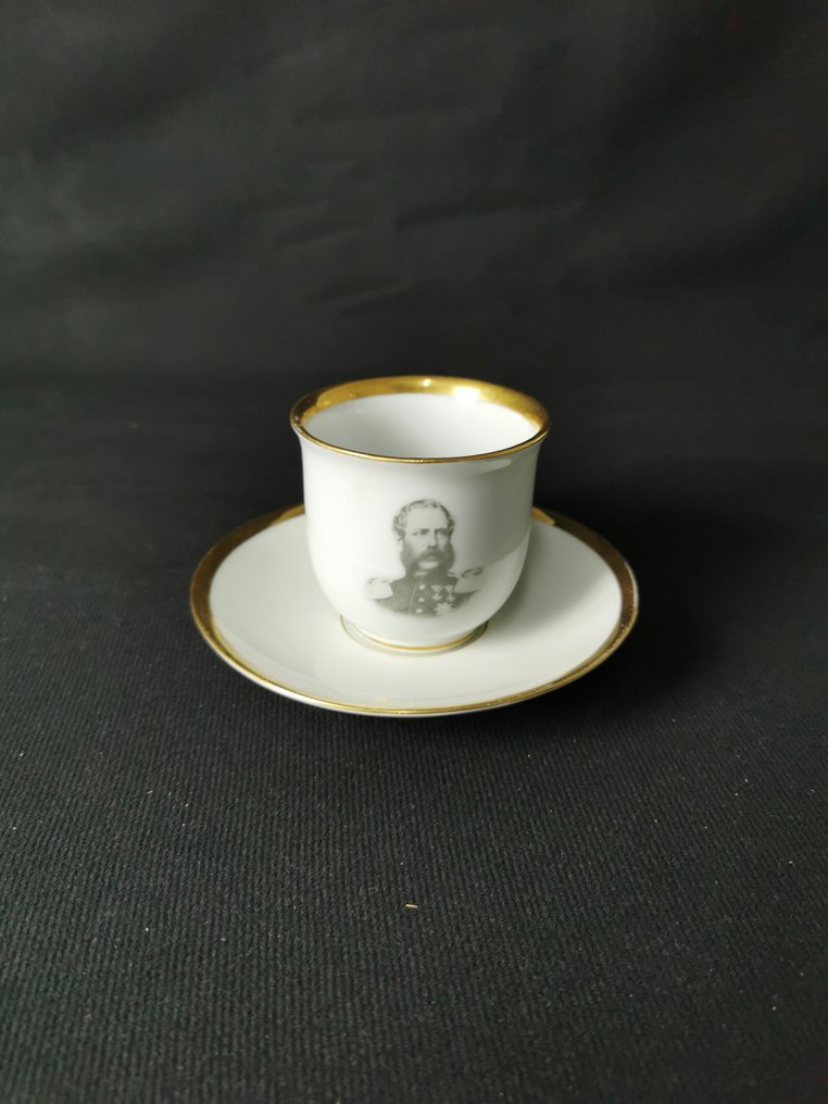 Meissen - Tazze da caffè con piattini con ritratto - XIX secolo - 咖啡套装 (4) - 瓷 #1.0