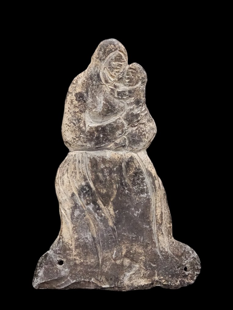 中世紀後期 铅制小牌——圣母婴孩像——17世纪——由Laurence Fligny鉴定 #1.0