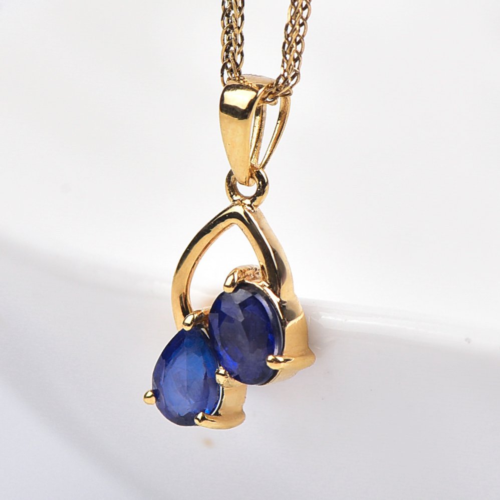 没有保留价 - 吊坠项链 - 18K包金 黄金 - Sapphire - 认证 #4.3