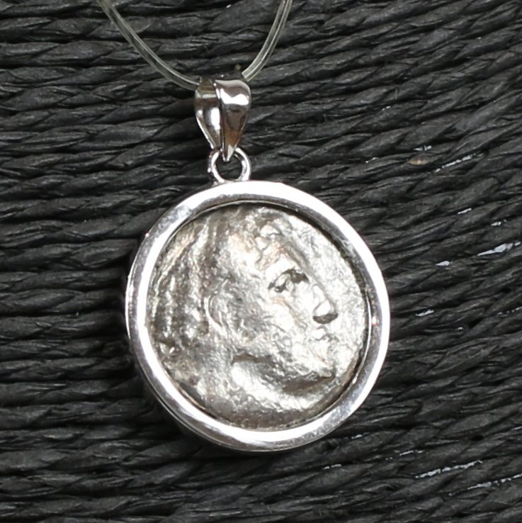 现代银色 带有古希腊亚历山大大帝德拉克马的吊坠 (沒有保留價) #1.0