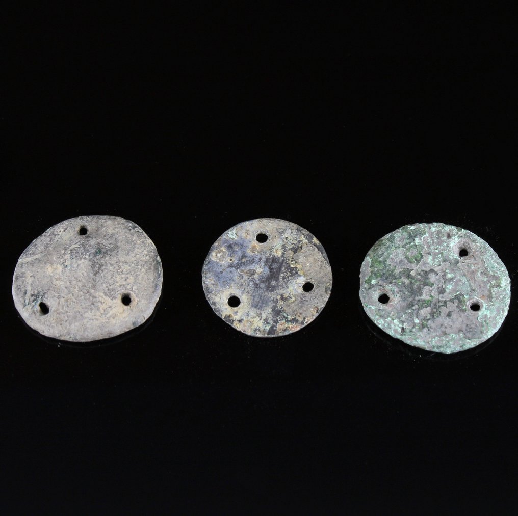 古羅馬 青銅色 作为洛丽卡鳞甲（3件）重复使用的硬币 #1.0