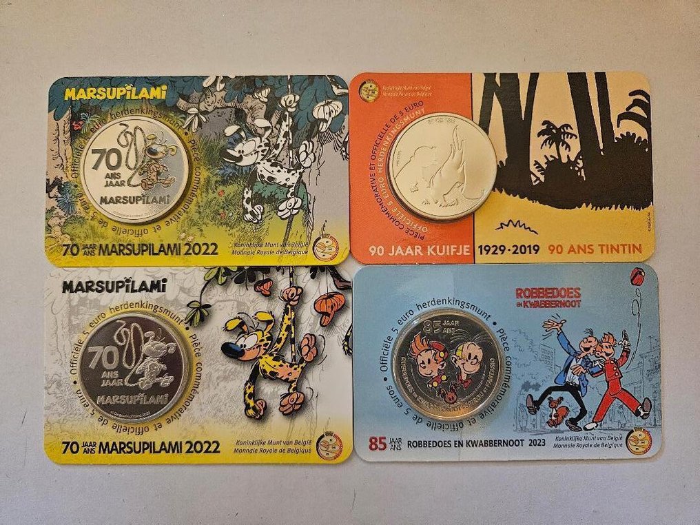 比利時. 5 Euro 2019/2023 (4 coincards)  (沒有保留價) #1.0