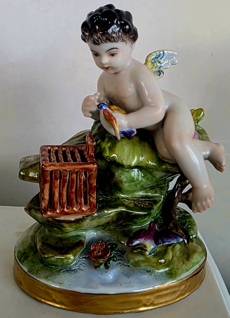 Aelteste Volkstedter - Αγαλματίδιο - Chérubin avec Oiseaux - Πορσελάνη #1.0