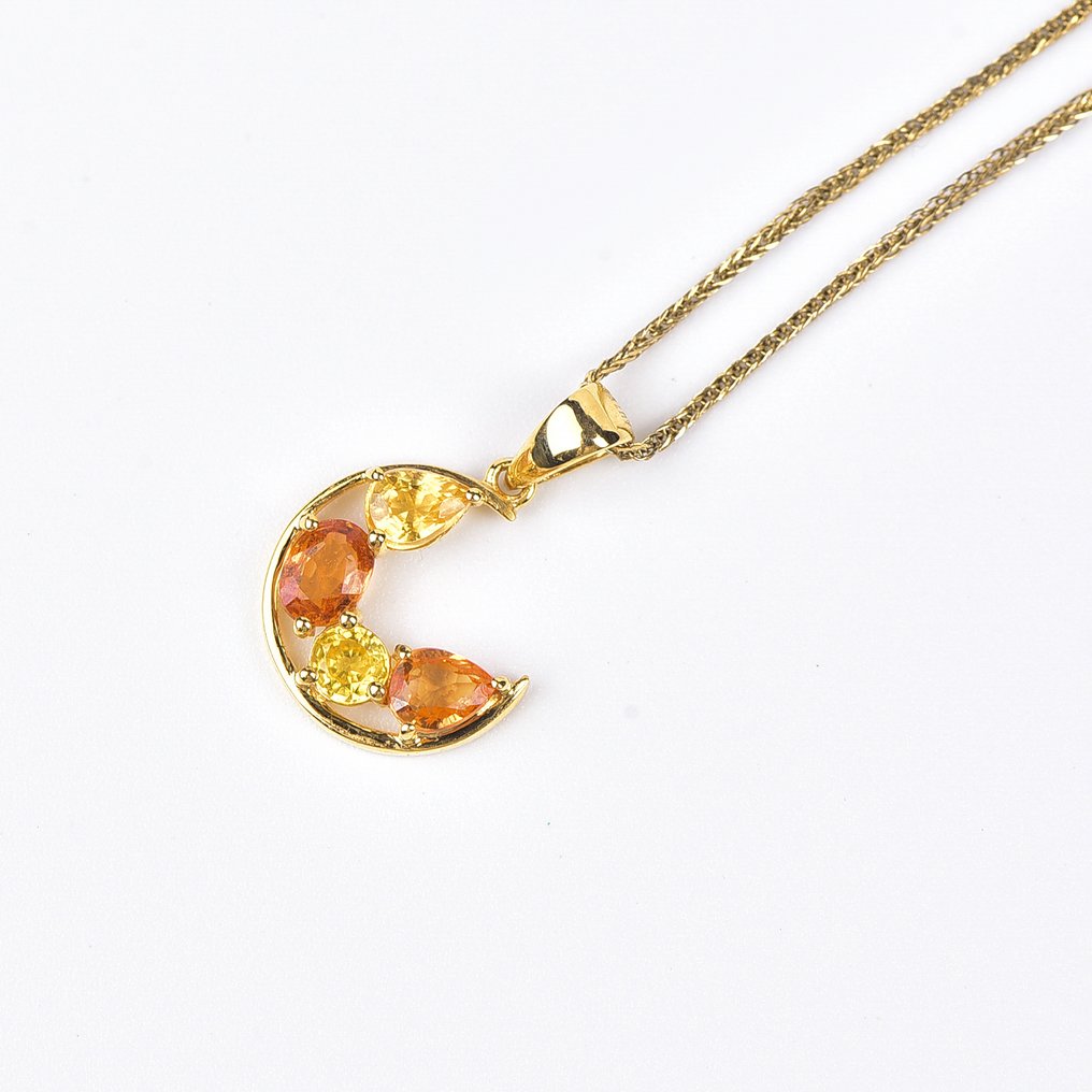 沒有保留價 - 吊墜頸鏈 - 18 克拉 黃金 - 蓝宝石 - 认证 #4.3