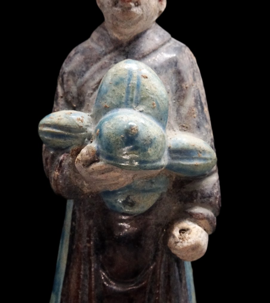 Chinois ancien - Attendant en céramique émaillée turquoise - Mingqi - Dynastie Ming (1368 / 1644) #2.1