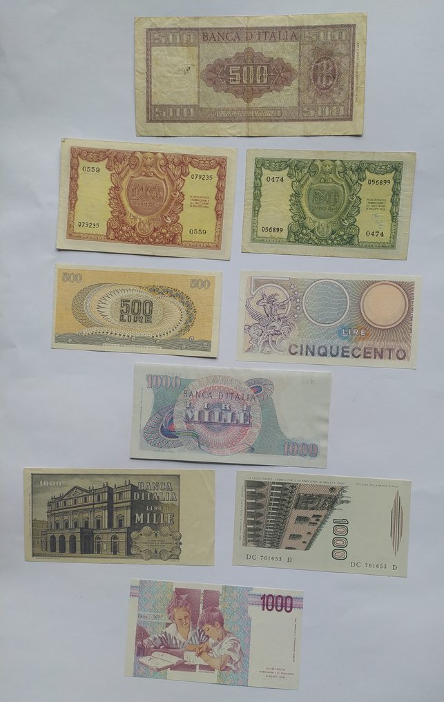 義大利. - 9 banconote Lire - anni vari  (沒有保留價) #2.1