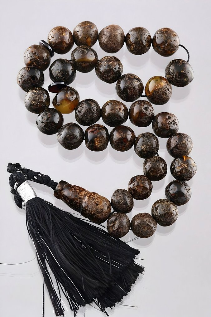 琥珀 - Baltic Amber Misbaha – 33 Handmade Beads – Natural Texture and Organic Look #1.0