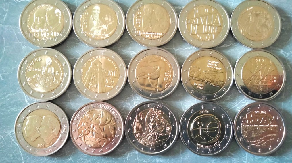 Europe. 2 Euro 2005/2022 (15 pièces) (No reserve price) #1.0