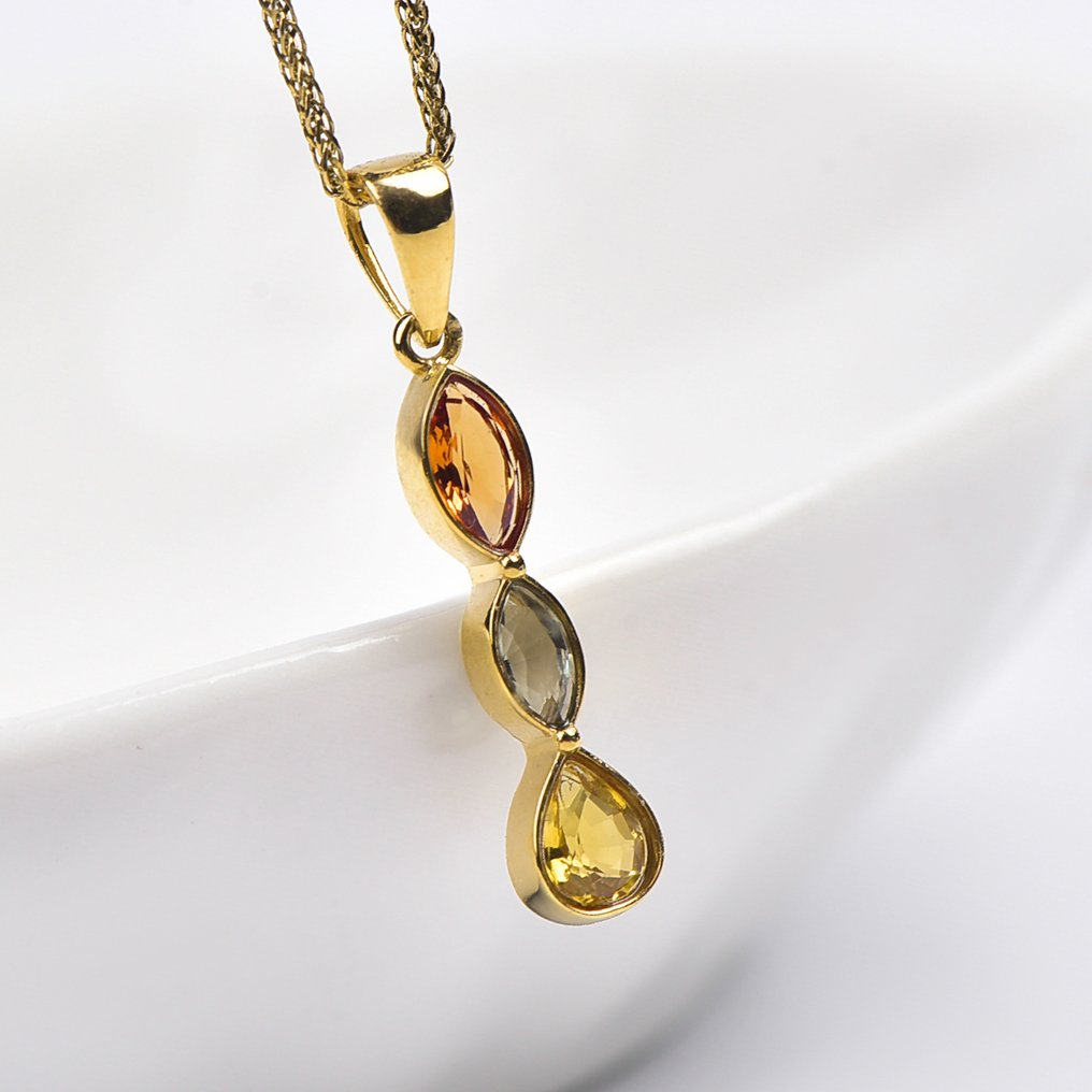 沒有保留價 - 吊墜頸鏈 - 18 克拉 黃金 - 蓝宝石 - 认证 #3.2