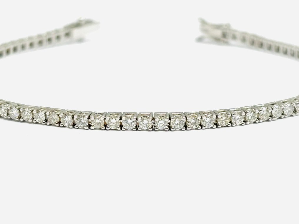 网球手链 - 18K包金 白金 -  4.80ct. tw. 钻石 (天然)  - 意大利制造 #2.1