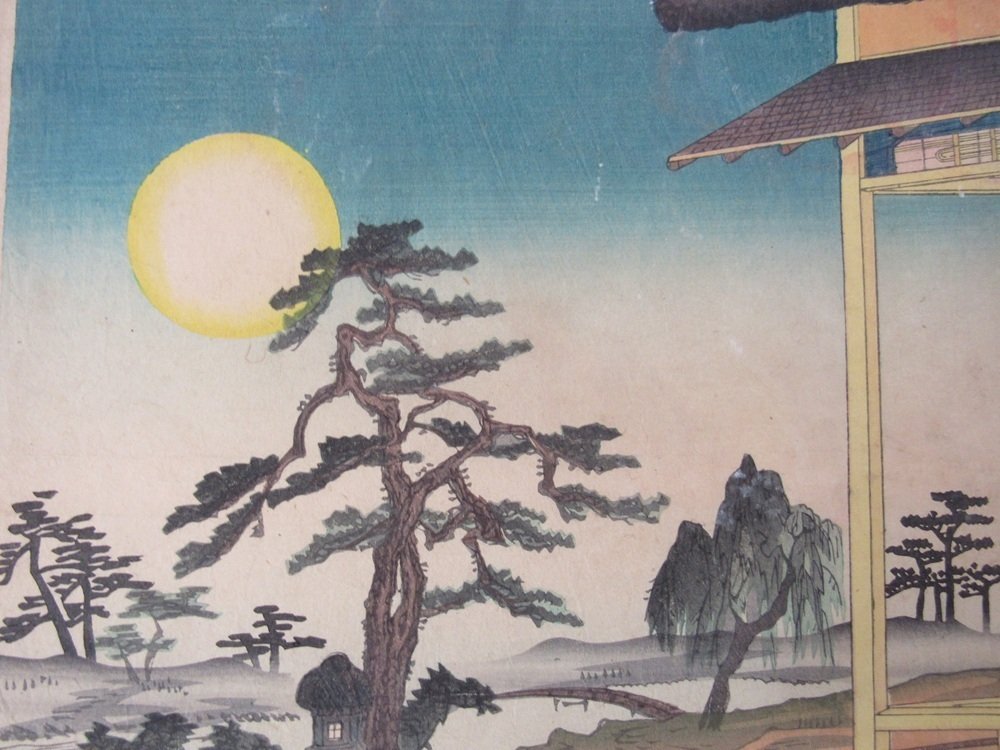 Meiji Period/Authentic Work by Yosai Enichi, Cool Goldfish Pond Garden "Autumn Moon Viewing at a - Yōsai Enichi  楊斎延一 - 日本 -  明治時期（1868-1912） #4.3