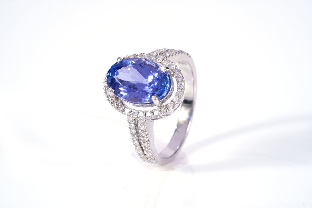 Gyűrű - 18 kt. Fehér arany - 4.03ct. tw. Tanzanit - Gyémánt #1.0
