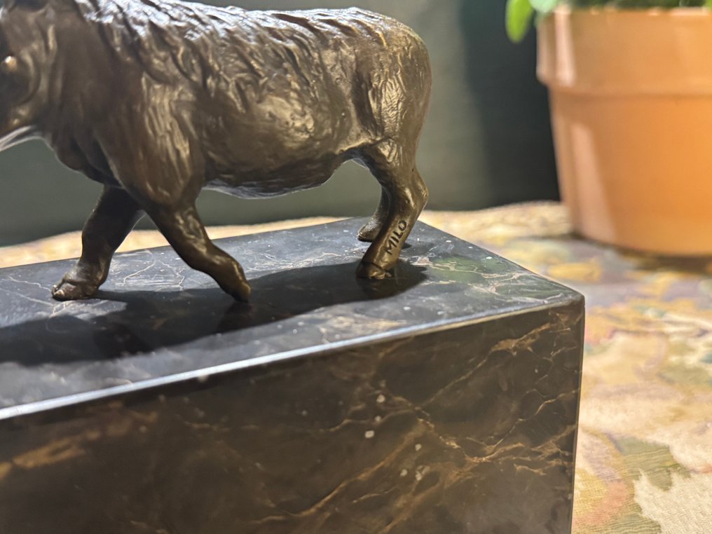 Milo (1910-1978) - Άγαλμα, Wild zwijn - jacht kamer - 15 cm - Μπρούντζος, Μάρμαρο #4.3