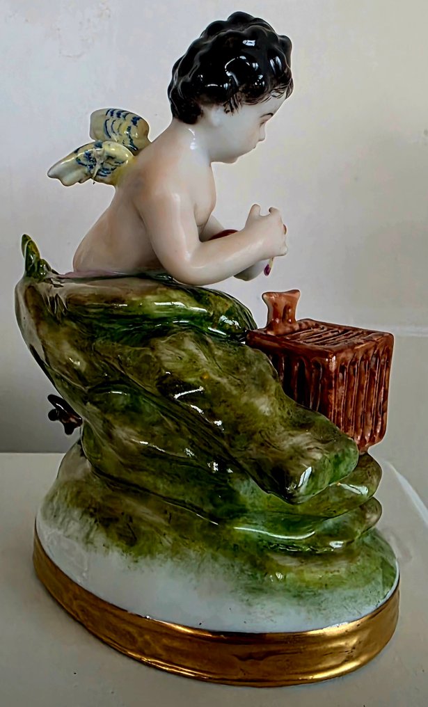 Aelteste Volkstedter - Αγαλματίδιο - Chérubin avec Oiseaux - Πορσελάνη #4.3