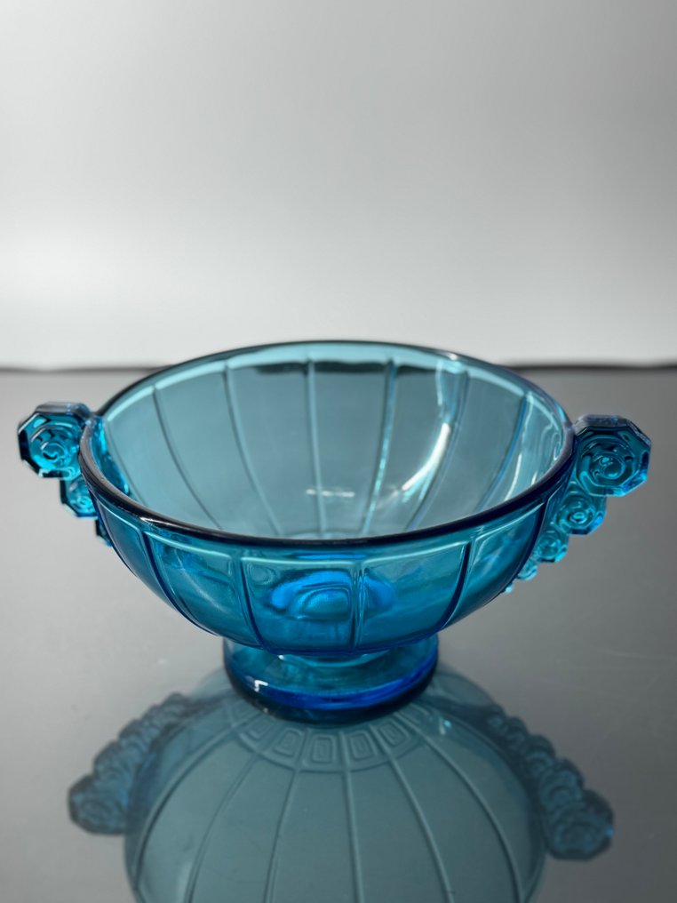 Val Saint Lambert, luxval - Charles Graffart & René Delvenne - Vase - Greta - Krystall - Sjelden coupe Greta blå #2.1