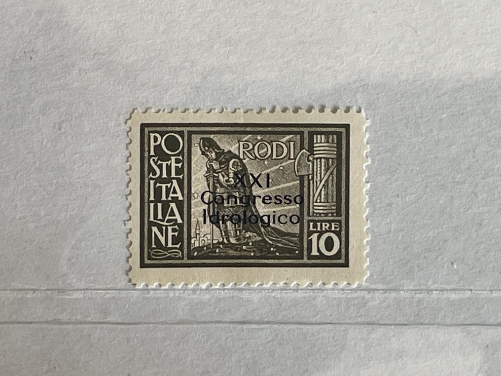 Olasz Királyság 1930 - Bélyeg 10 líra „XXI Kongresszus Hidrológiai” Rodi (Égei-szigeteki olasz szigetek), kiadás 1930. #1.0