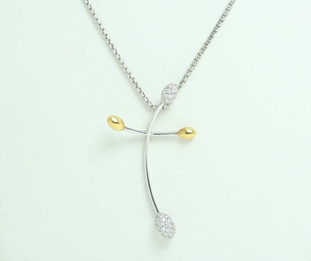 Fope - 项链 - Cross - 18K包金 白金, 黄金 钻石 (天然)  - 十字架项链 #1.0