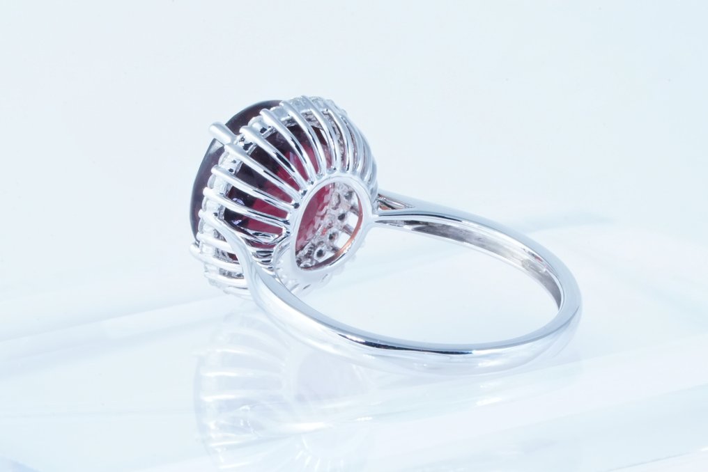 Zonder minimumprijs - Ring Platina -  5.34ct. tw. Toermalijn - Diamant #3.2