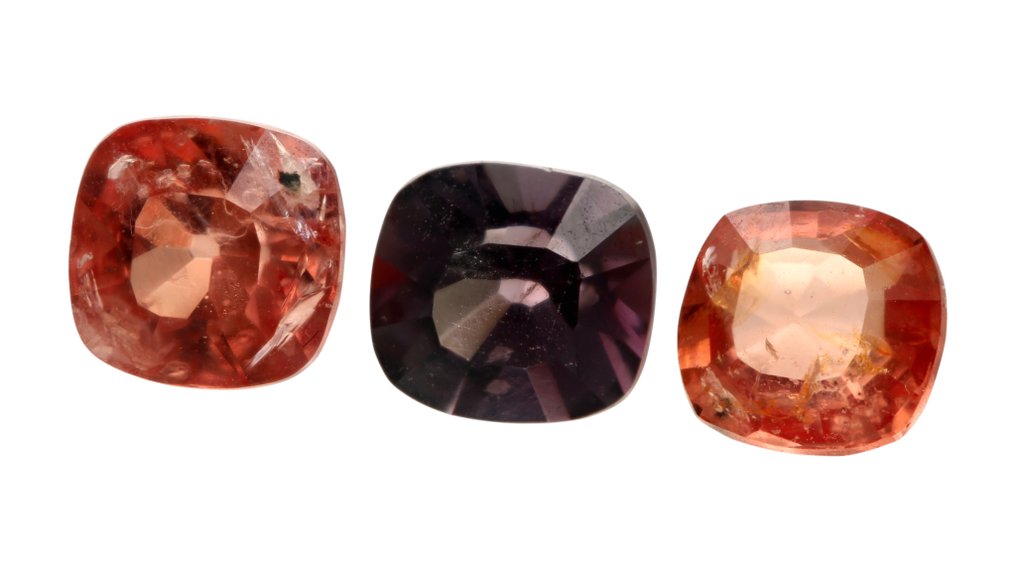 Ingen mindstepris - 3 pcs Orange, Grå Spinel - 1.61 ct - Instituto Gemólogico Español (IGE) #1.0