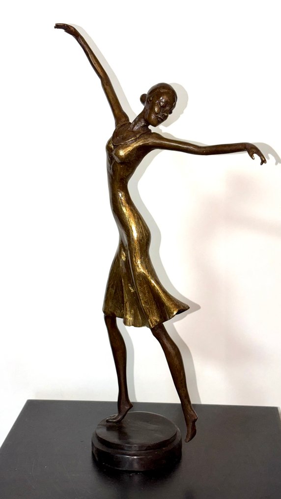 Abdoulaye Derme - Γλυπτό, Danseuse grâce en mouvement - 42 cm - Μπρούντζος #1.0